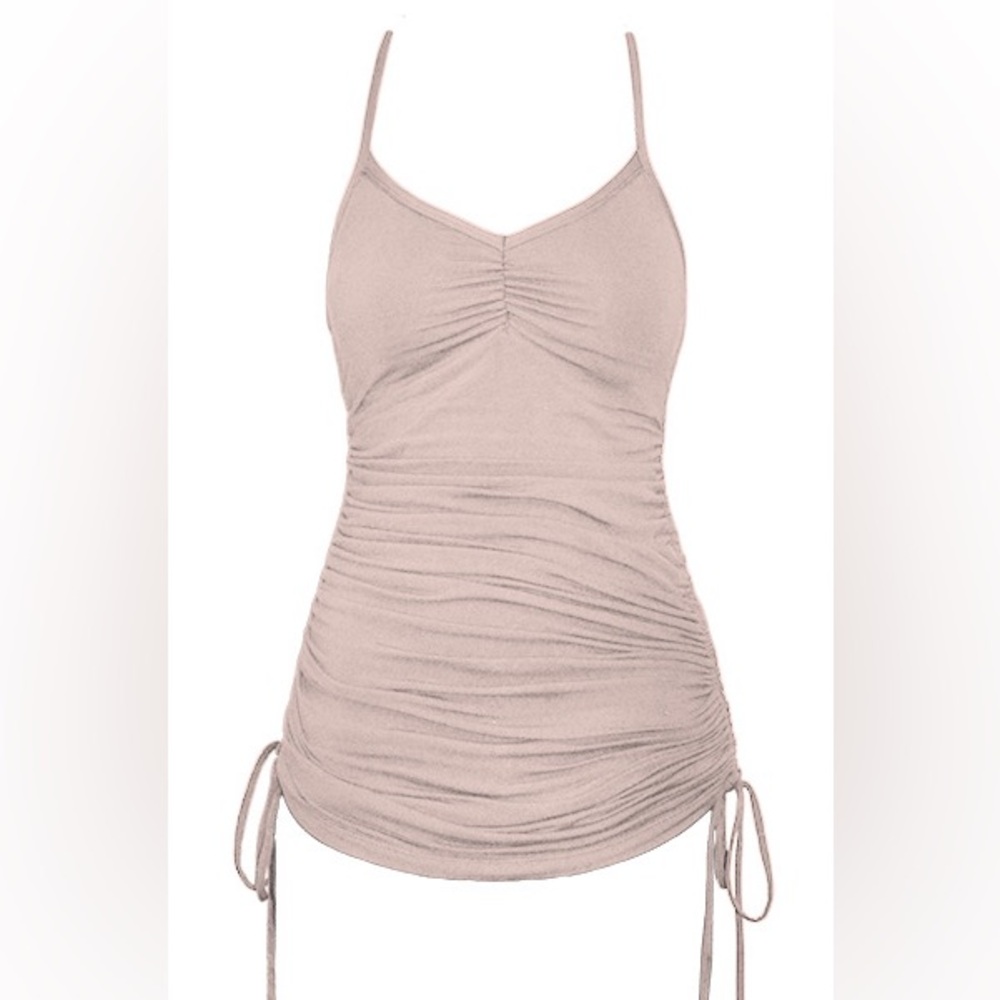 NWT Ballet Pink Ruched Camisole Tank with Adjustable Length
